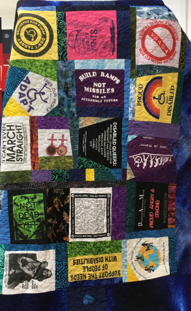 Quilt made from t-shirts related to disability events